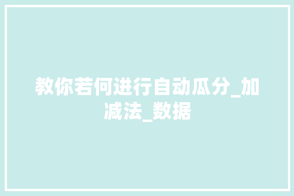 教你若何进行自动瓜分_加减法_数据