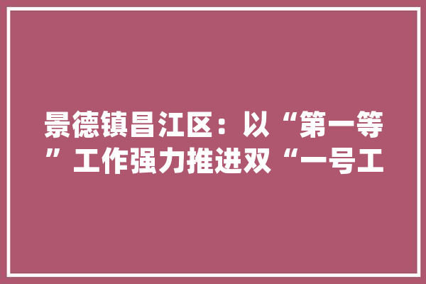 景德镇昌江区：以“第一等”工作强力推进双“一号工程”_家当_数字 科技快讯