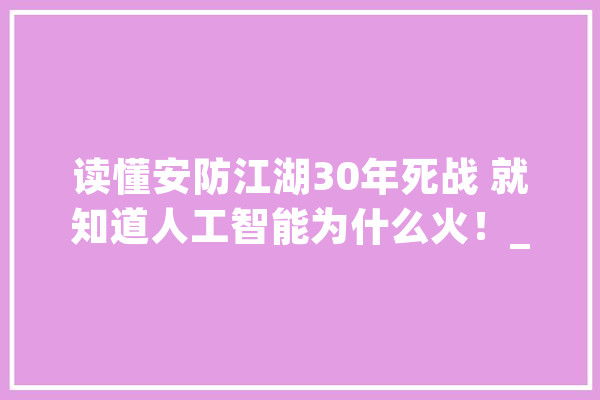 读懂安防江湖30年死战 就知道人工智能为什么火！_安防_芯片 AI快讯