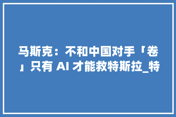 马斯克：不和中国对手「卷」只有 AI 才能救特斯拉_特斯拉_马斯克 绘影字幕