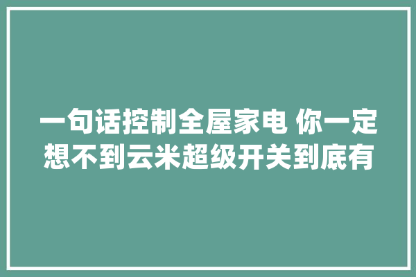 一句话控制全屋家电 你一定想不到云米超级开关到底有多方便_家电_智能