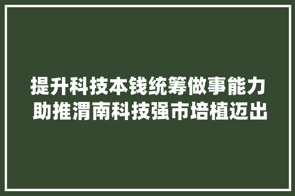 提升科技本钱统筹做事能力 助推渭南科技强市培植迈出新办法_渭南_科技 云服务