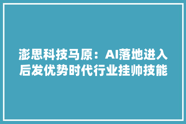 澎思科技马原：AI落地进入后发优势时代行业挂帅技能跟随_行业_安防