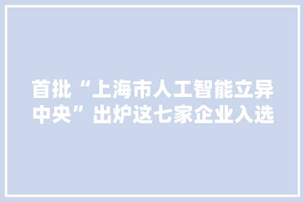 首批“上海市人工智能立异中央”出炉这七家企业入选了_人工智能_上海 文字写作
