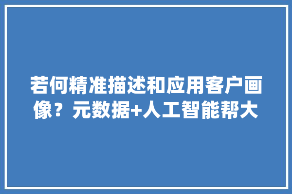 若何精准描述和应用客户画像？元数据+人工智能帮大年夜忙_用户_数据 智能写作