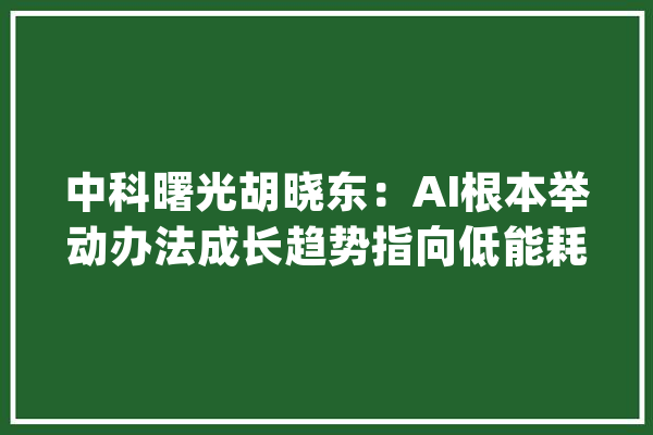 中科曙光胡晓东：AI根本举动办法成长趋势指向低能耗计算 将关注开拓情形迁移需求｜直击WAIC 2024_曙光_模子
