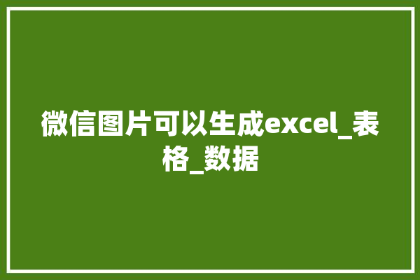 微信图片可以生成excel_表格_数据 绘影字幕