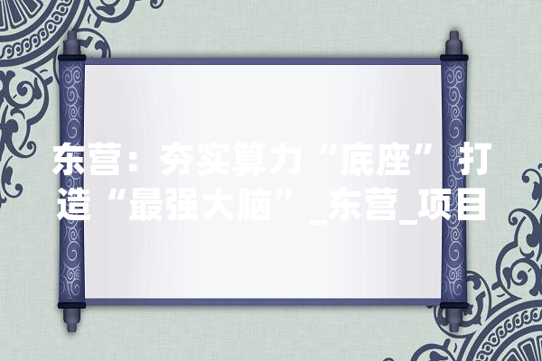 东营：夯实算力“底座” 打造“最强大脑”_东营_项目