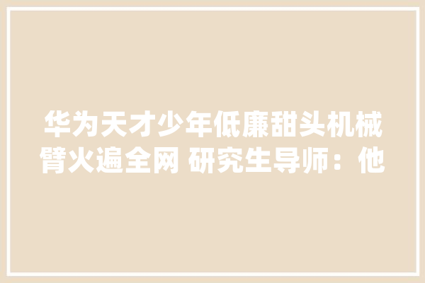 华为天才少年低廉甜头机械臂火遍全网 研究生导师：他不是一个只懂技能的科技宅_华为_天才少年