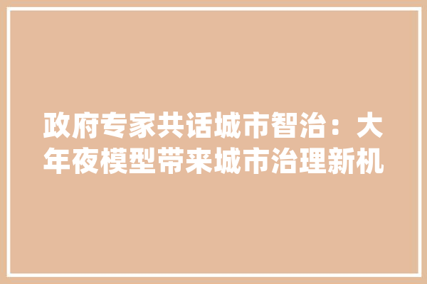 政府专家共话城市智治：大年夜模型带来城市治理新机遇_聪明_东莞 云服务