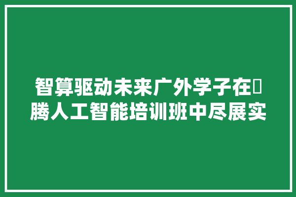 智算驱动未来广外学子在昇腾人工智能培训班中尽展实力！_人工智能_技巧