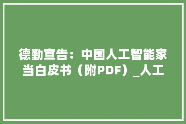 德勤宣告：中国人工智能家当白皮书（附PDF）_人工智能_家当