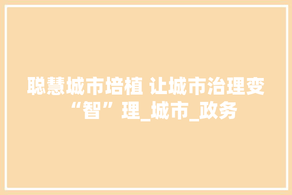 聪慧城市培植 让城市治理变“智”理_城市_政务 智能助手