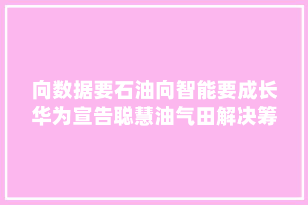 向数据要石油向智能要成长华为宣告聪慧油气田解决筹划_华为_油气 智能助手