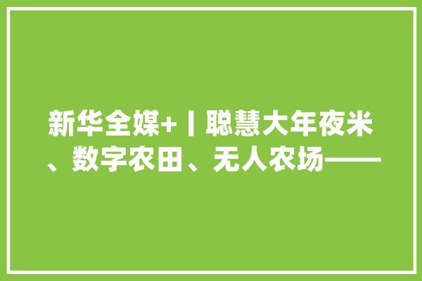 新华全媒+丨聪慧大年夜米、数字农田、无人农场——在安徽繁昌体验聪慧春耕的N种“姿势”_繁昌_农业