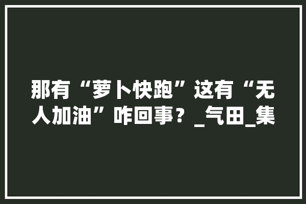 那有“萝卜快跑”这有“无人加油”咋回事？_气田_集气站 科技快讯