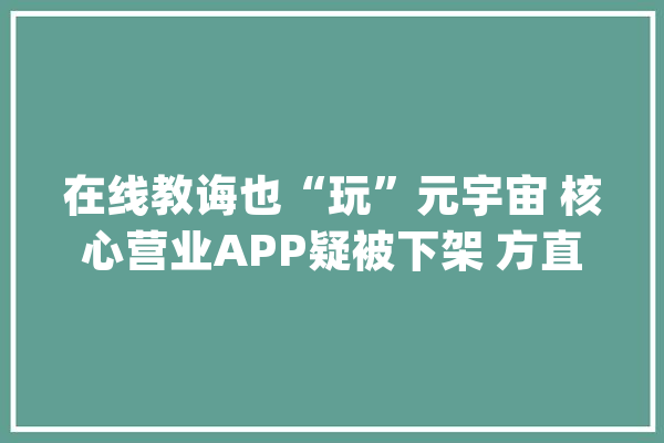 在线教诲也“玩”元宇宙 核心营业APP疑被下架 方直科技何以支撑元宇宙营业研发？_公司_相干 智能写作