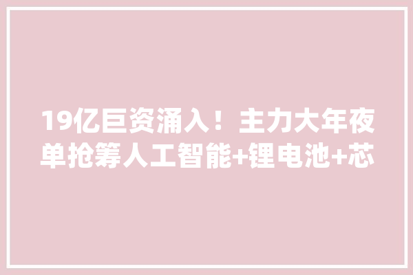 19亿巨资涌入！主力大年夜单抢筹人工智能+锂电池+芯片股（名单）_板块_个股