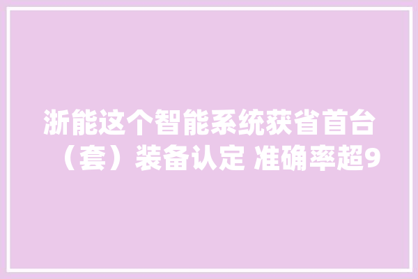 浙能这个智能系统获省首台（套）装备认定 准确率超90%_自然气_管道