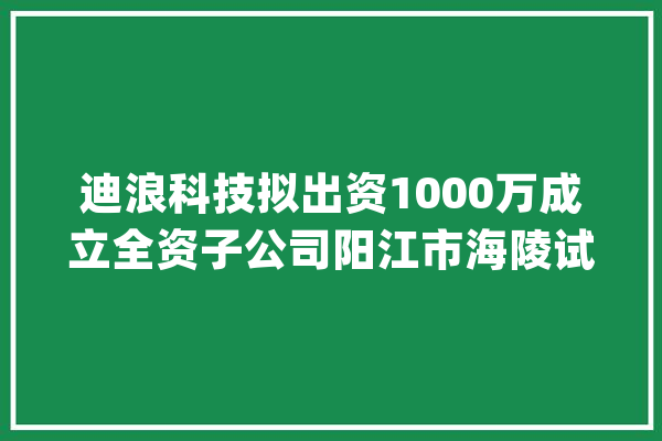 迪浪科技拟出资1000万成立全资子公司阳江市海陵试验区中软信息系统科技有限公司_技巧_工程