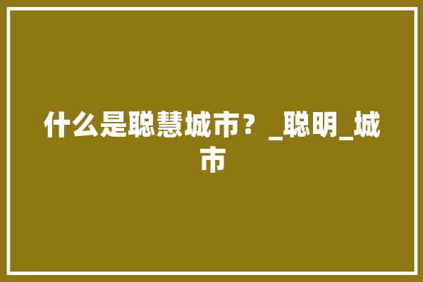 什么是聪慧城市？_聪明_城市 智能问答