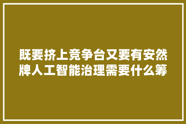 既要挤上竞争台又要有安然牌人工智能治理需要什么筹划？_人工智能_算法