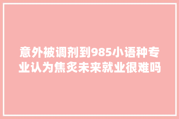 意外被调剂到985小语种专业认为焦炙未来就业很难吗？_小语种_德语 绘影字幕