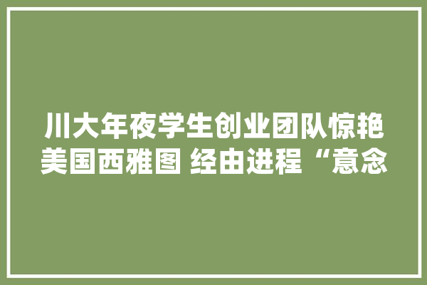 川大年夜学生创业团队惊艳美国西雅图 经由进程“意念”控制“玩具” 治疗儿童多动症_小车_多动症