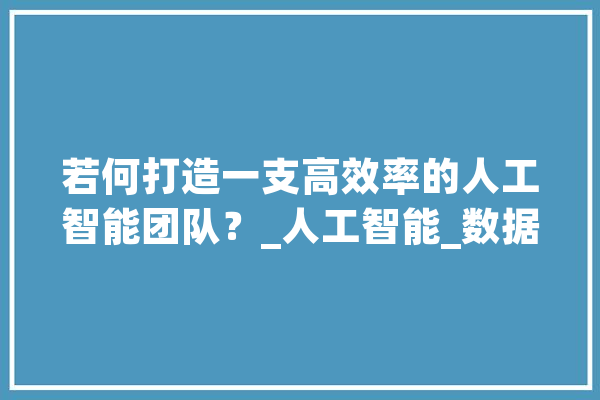 若何打造一支高效率的人工智能团队？_人工智能_数据 云服务