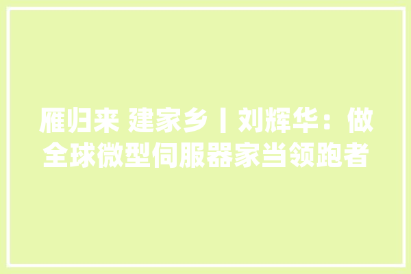 雁归来 建家乡丨刘辉华：做全球微型伺服器家当领跑者_舵机_涟源市 绘影字幕