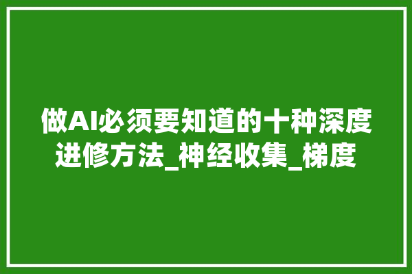 做AI必须要知道的十种深度进修方法_神经收集_梯度 AI快讯