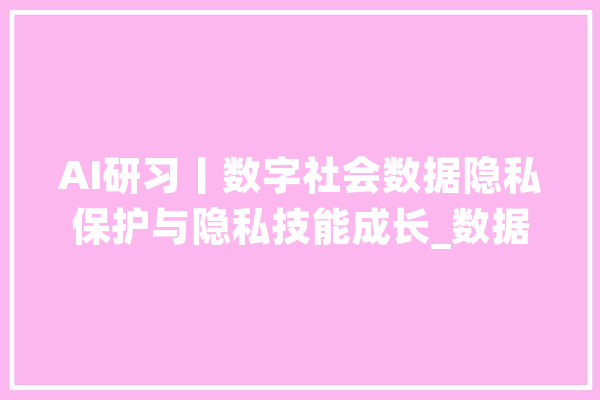 AI研习丨数字社会数据隐私保护与隐私技能成长_数据_隐私
