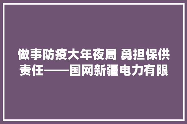 做事防疫大年夜局 勇担保供责任——国网新疆电力有限公司抗击疫情保障供电工作纪实_疫情_电力
