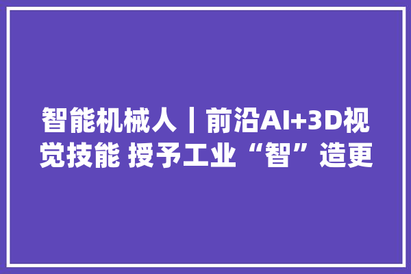 智能机械人｜前沿AI+3D视觉技能 授予工业“智”造更多可能_机械人_视觉 云服务