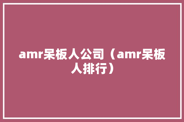 amr呆板人公司（amr呆板人排行）