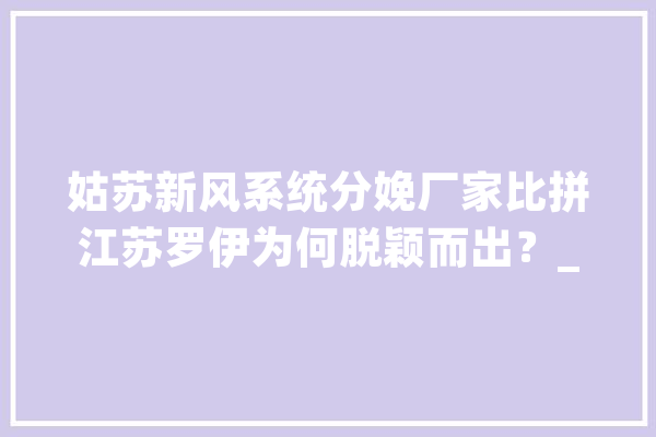 姑苏新风系统分娩厂家比拼江苏罗伊为何脱颖而出？_罗伊_江苏