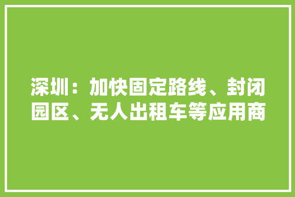 深圳：加快固定路线、封闭园区、无人出租车等应用商业转化_深圳_智能 智能问答
