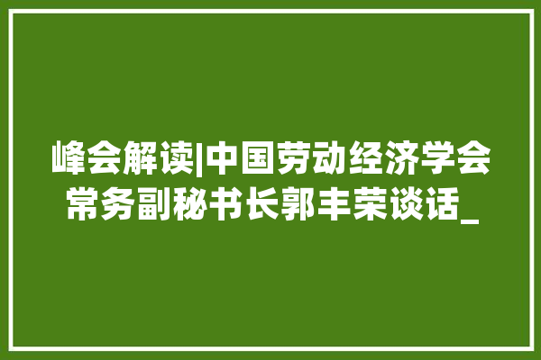 峰会解读|中国劳动经济学会常务副秘书长郭丰荣谈话_人才造就_制作业