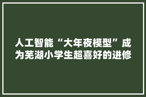 人工智能“大年夜模型”成为芜湖小学生超喜好的进修搭子_模子_人工智能 云服务
