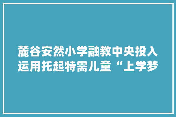 麓谷安然小学融教中央投入运用托起特需儿童“上学梦”_特教_孩子