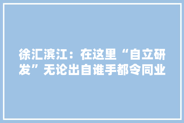 徐汇滨江：在这里“自立研发”无论出自谁手都令同业振奋_徐汇_人工智能 AI简讯