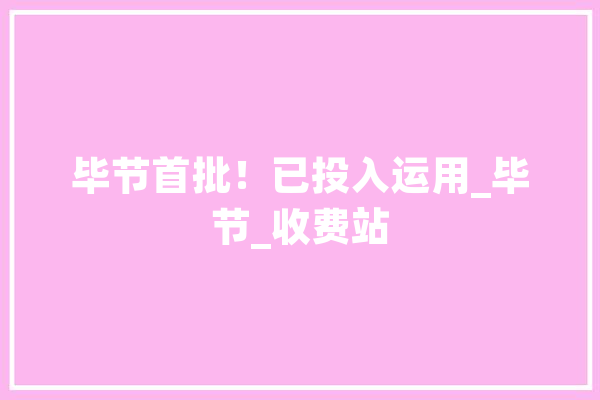 毕节首批！已投入运用_毕节_收费站 文字写作