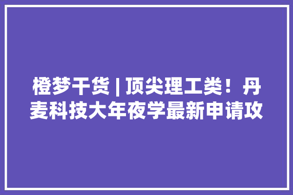 橙梦干货 | 顶尖理工类！丹麦科技大年夜学最新申请攻略_不跨越_可选
