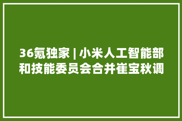 36氪独家 | 小米人工智能部和技能委员会合并崔宝秋调任清河大年夜学_小米_造车 智能问答