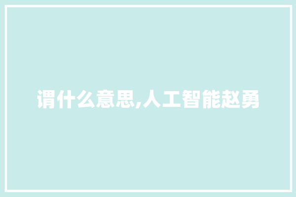 谓什么意思,人工智能赵勇 计算机