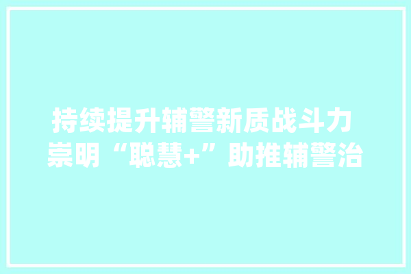 持续提升辅警新质战斗力 崇明“聪慧+”助推辅警治理模式立异_警务_无人机 AI快讯