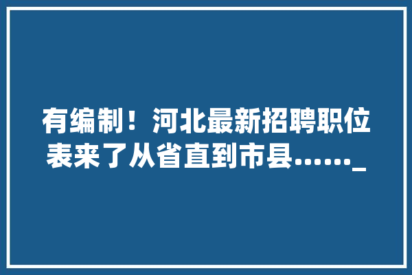 有编制！河北最新招聘职位表来了从省直到市县……_人员_面试 AI快讯