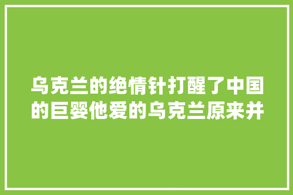 乌克兰的绝情针打醒了中国的巨婴他爱的乌克兰原来并不爱他_乌克兰_中国