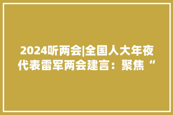 2024听两会|全国人大年夜代表雷军两会建言：聚焦“人工智能”和“绿色低碳供应链”  造就成长新质分娩力的新动能_人工智能_智能