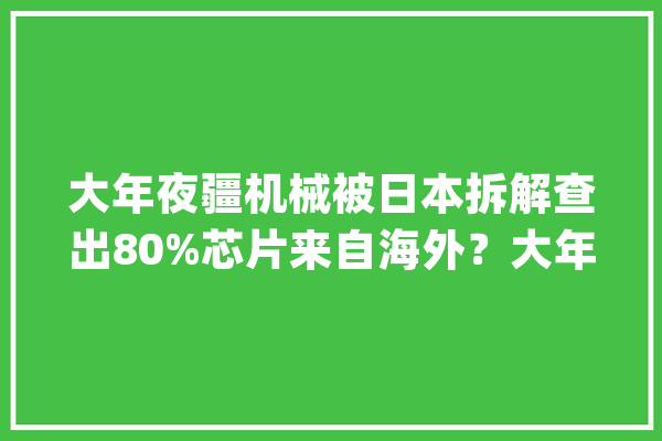 大年夜疆机械被日本拆解查出80%芯片来自海外？大年夜疆会赴华为后尘？_无人机_美国 AI简讯
